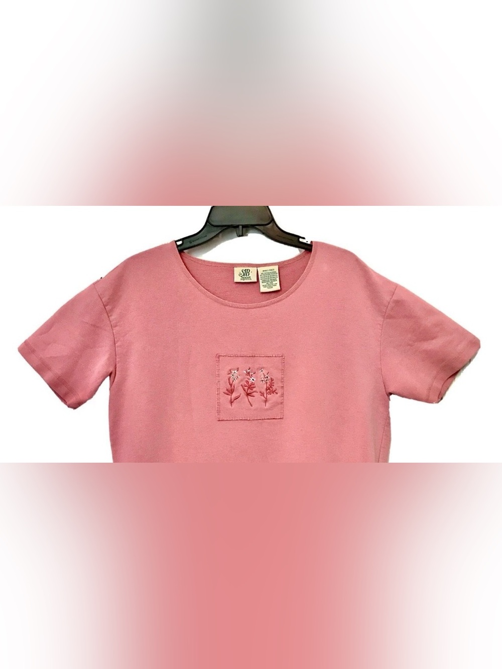 St. Johns Bay Vintage 1990’s Womens S Embroidered Salmon Short Sleeve Tunic Top - Picture 2 of 9